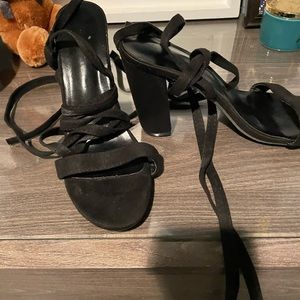 Black tie up Chunky heels